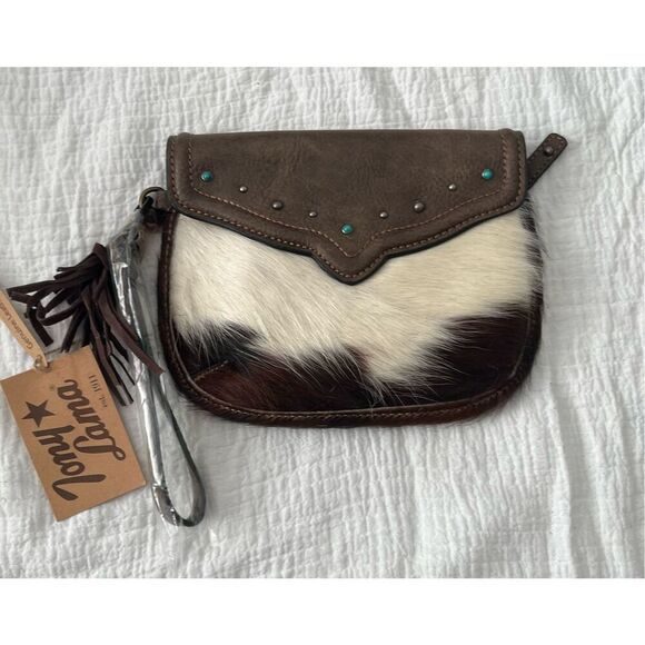 Tony Lama Western Brindle Cowhide Hair Wristlet Wallet NEW NWT - Picture 1 of 5